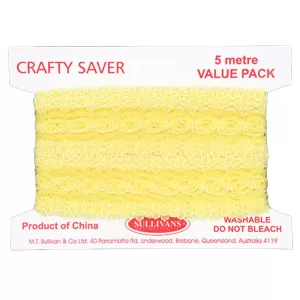 Crafty Saver 35mm Eyelet Lace 5m - Lemon
