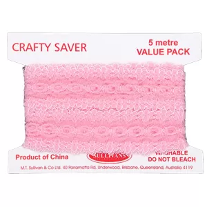 Crafty Saver 35mm Eyelet Lace 5m - Pink